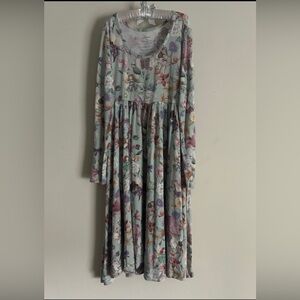 posh peanut faye long sleeve basic twirl dress in light mint green